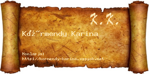 Körmendy Karina névjegykártya